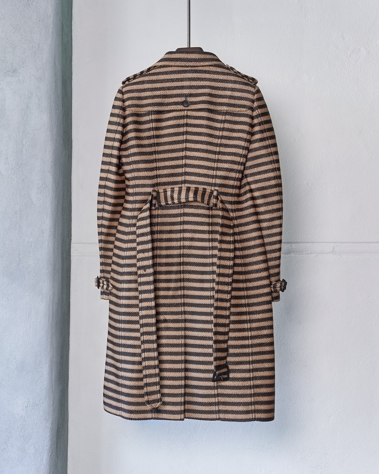 Burberry by Christopher Bailey 2017 striped raffia trench coat