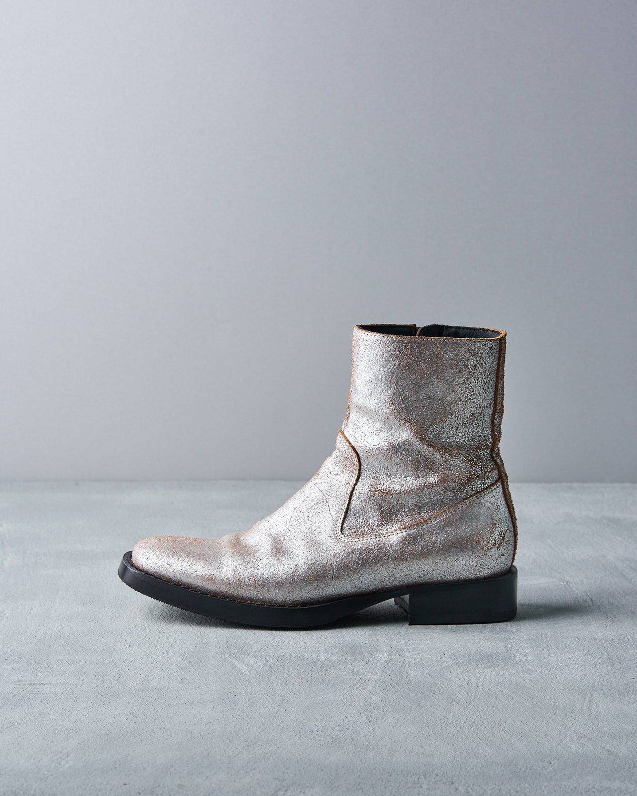 Ann Demeulemeester Metallic brushed leather ankle boot