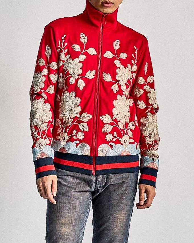 Gucci Embroidered floral zip track jacket