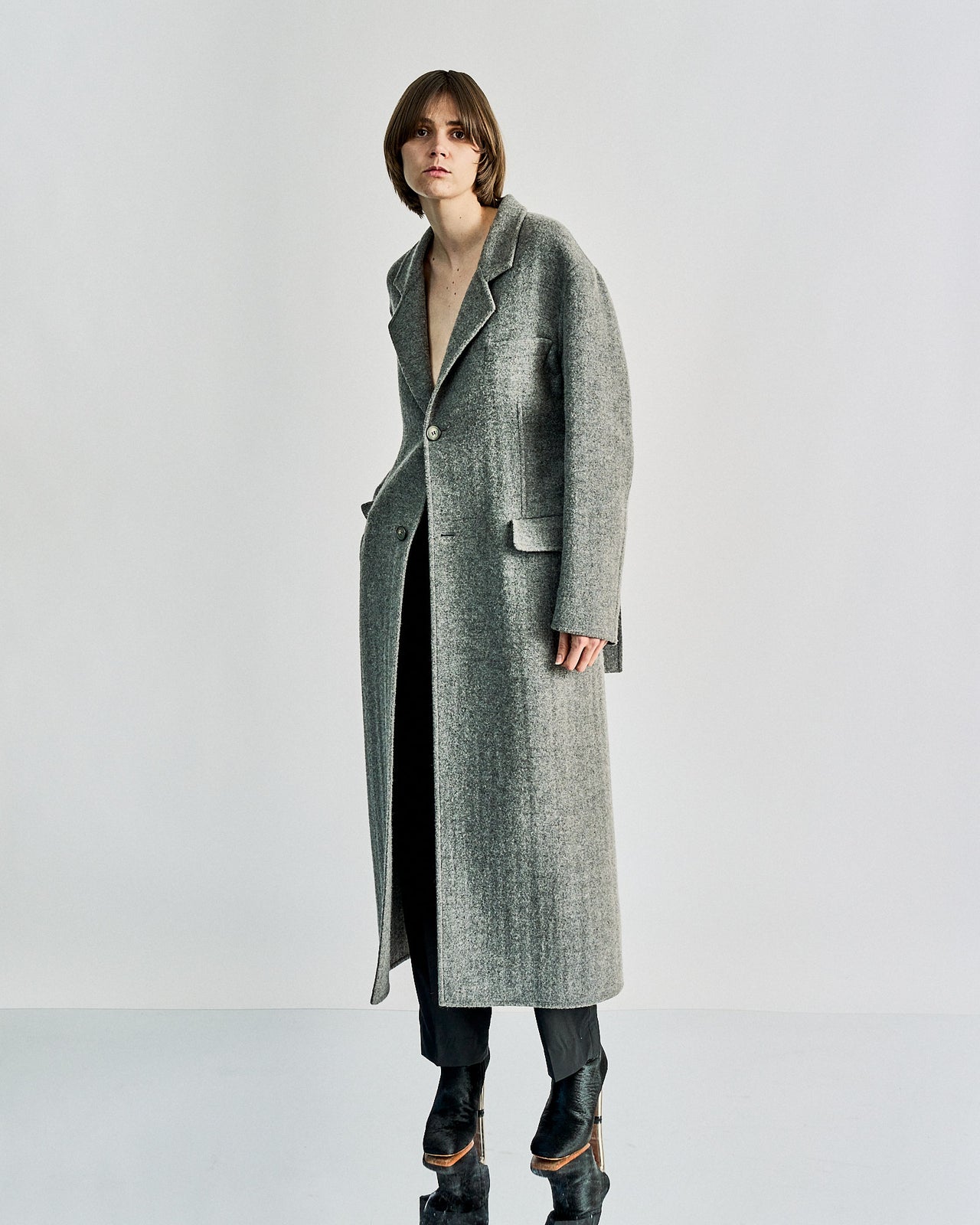 Celine Longline marle wool coat