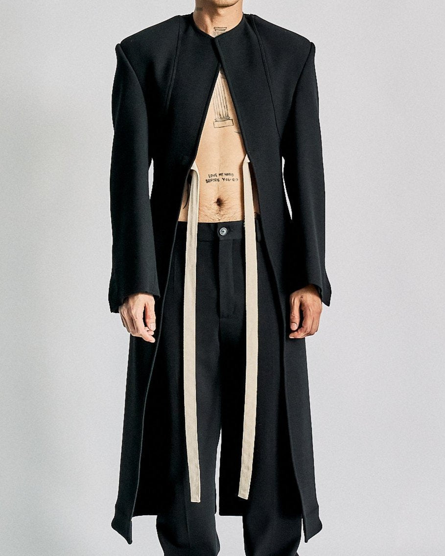 Peter Do FW 2019 Collarless hybrid coat