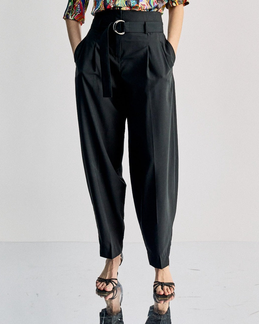 Celine High waist pleat trouser with belt