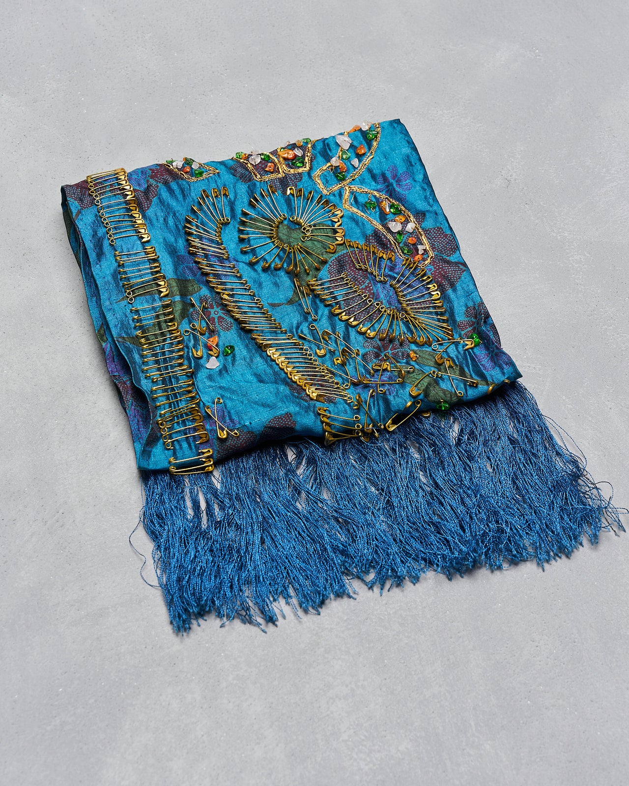 Dries Van Noten Handmade pin Embellished silk scarf