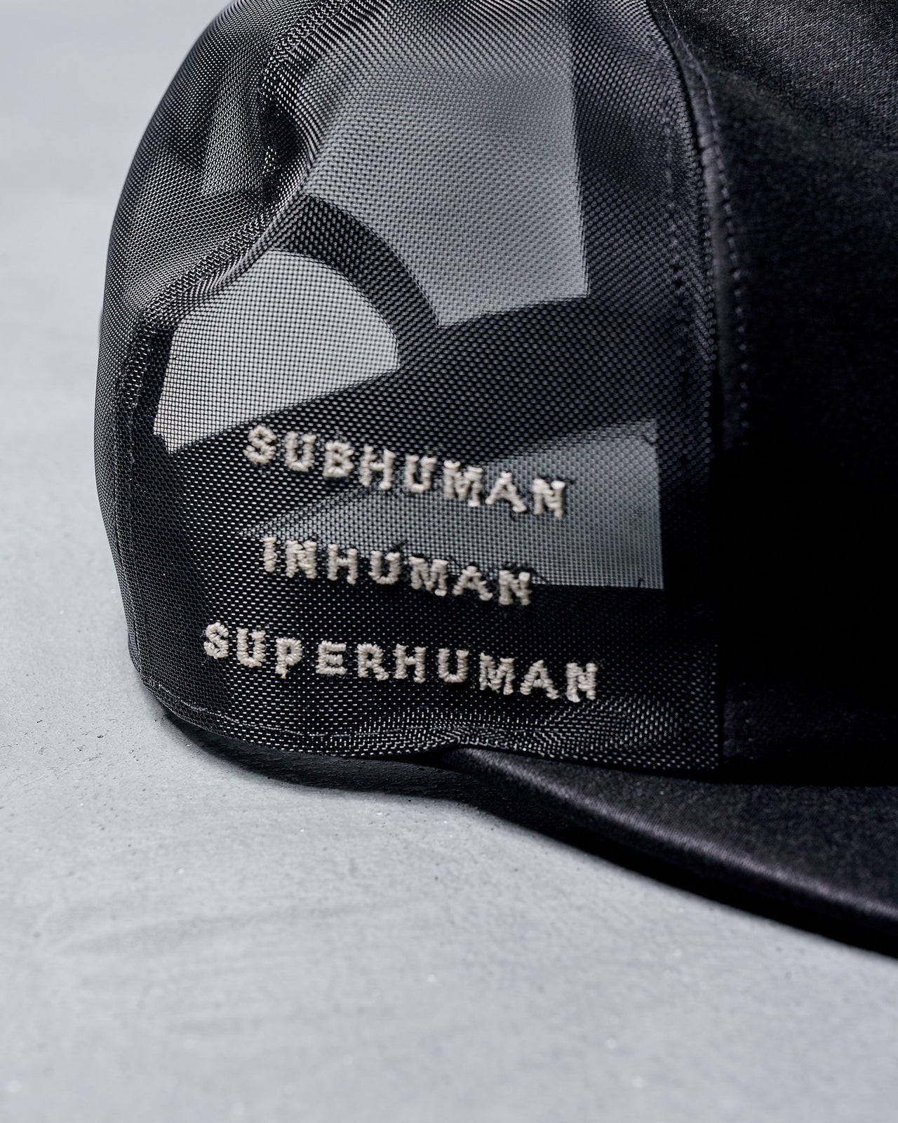 Rick Owens DRKSHDW SS 2018 Subhuman trucker cap + bag