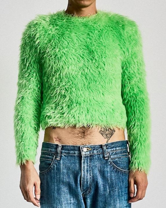 Balenciaga AW 2018 fluffy faux neon sweater