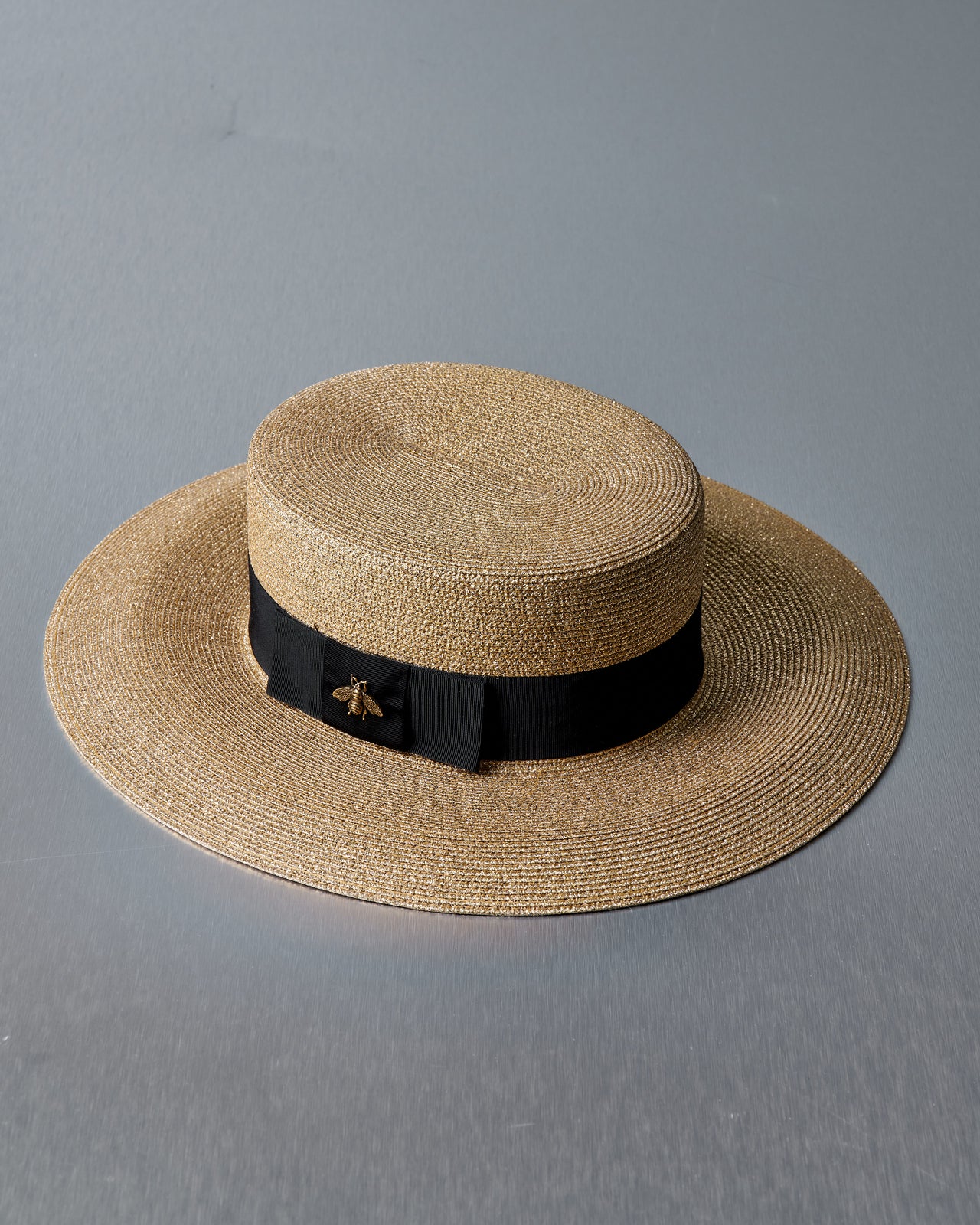 Gucci Bee-detail lamé boater hat