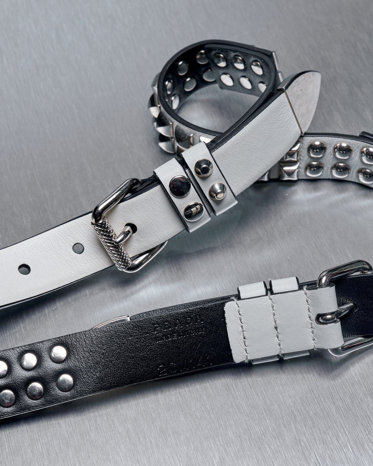 Prada Studded leather double-belt