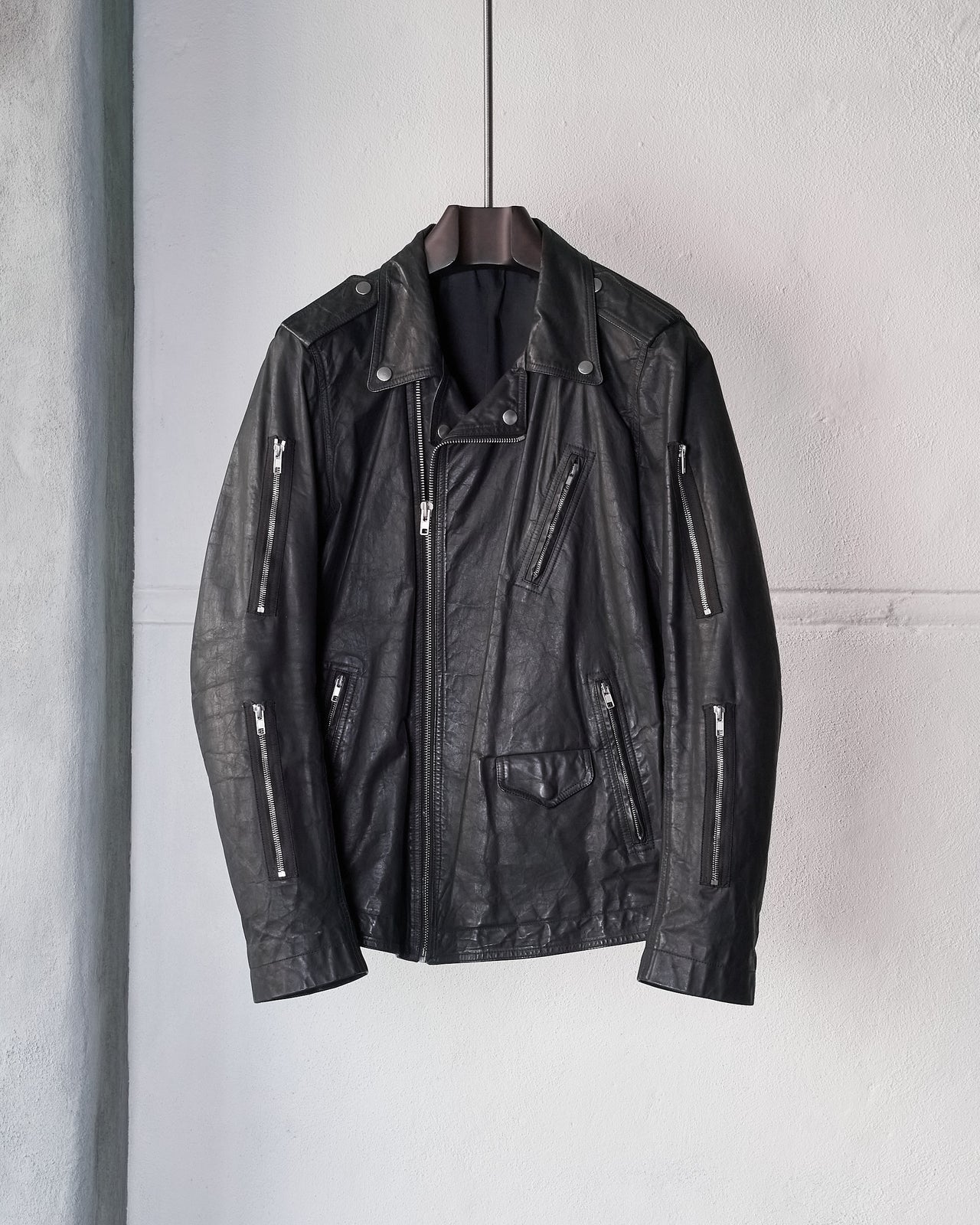 SS 2016 Cyclops zip stooges calf leather jacket