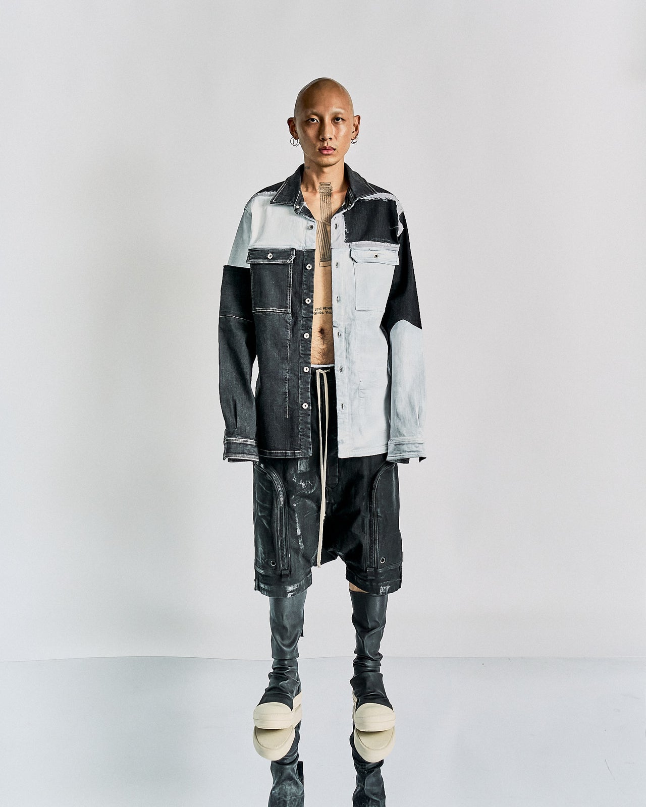 Rick Owens DRKSHDW Painted distressed denim shirt