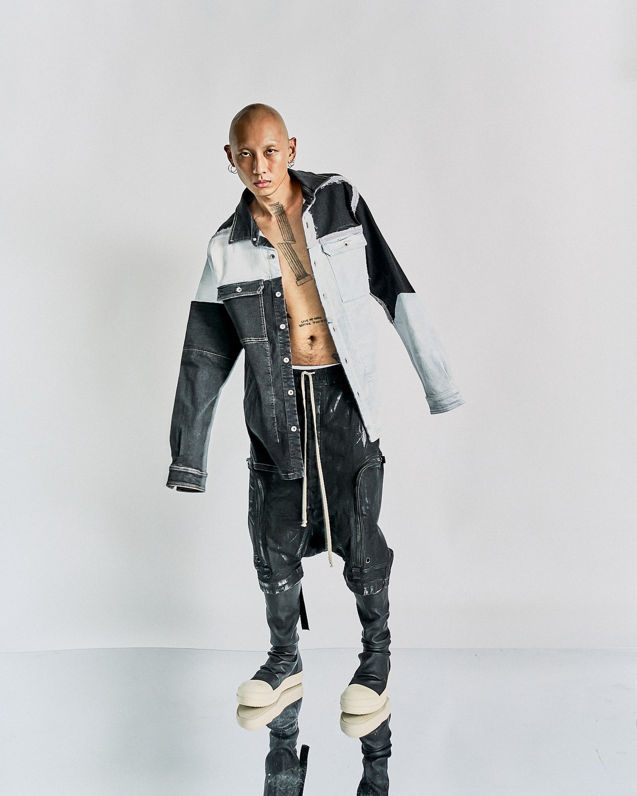 Rick Owens DRKSHDW Painted distressed denim shirt