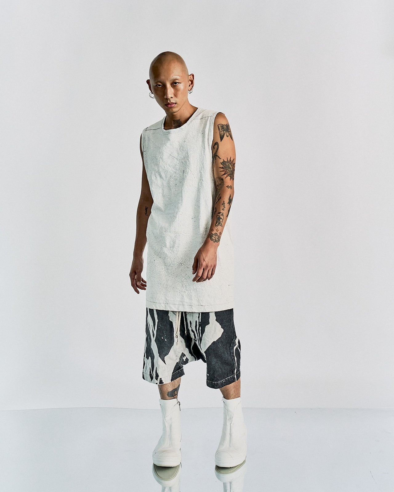 Rick Owens FW 2016 ‘MASTODON’ Bleach vomit denim pod shorts