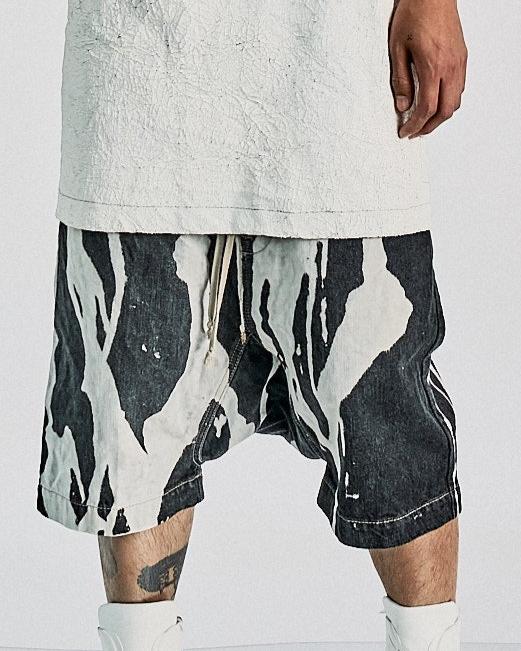 Rick Owens FW 2016 ‘MASTODON’ Bleach vomit denim pod shorts